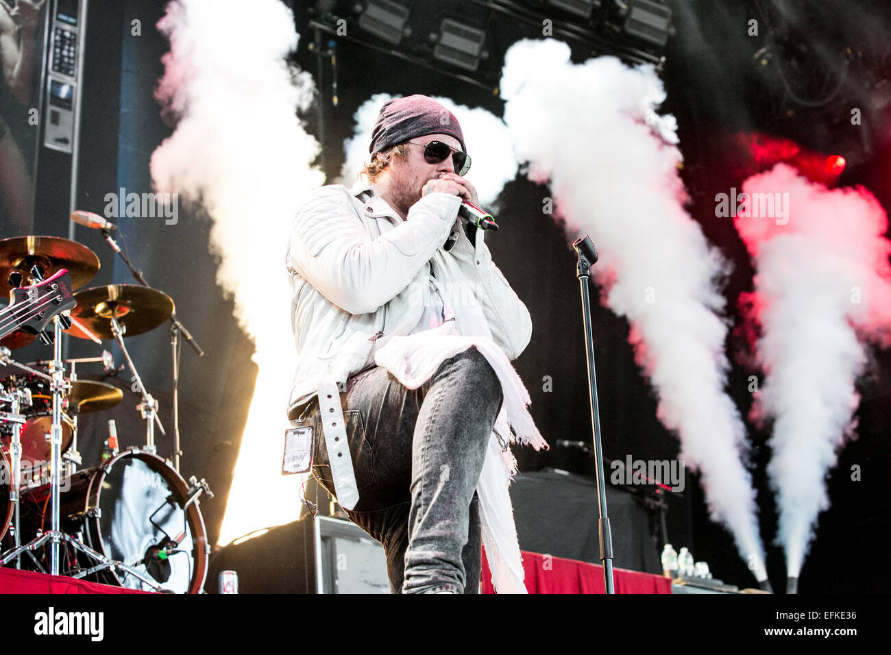 Asking Alexandria führt bei Rockstar Mayhem Festival Featuring: Alexandria wo Fragen: Bristow, Virginia, USA bei: 4. August 2014 Stockfoto