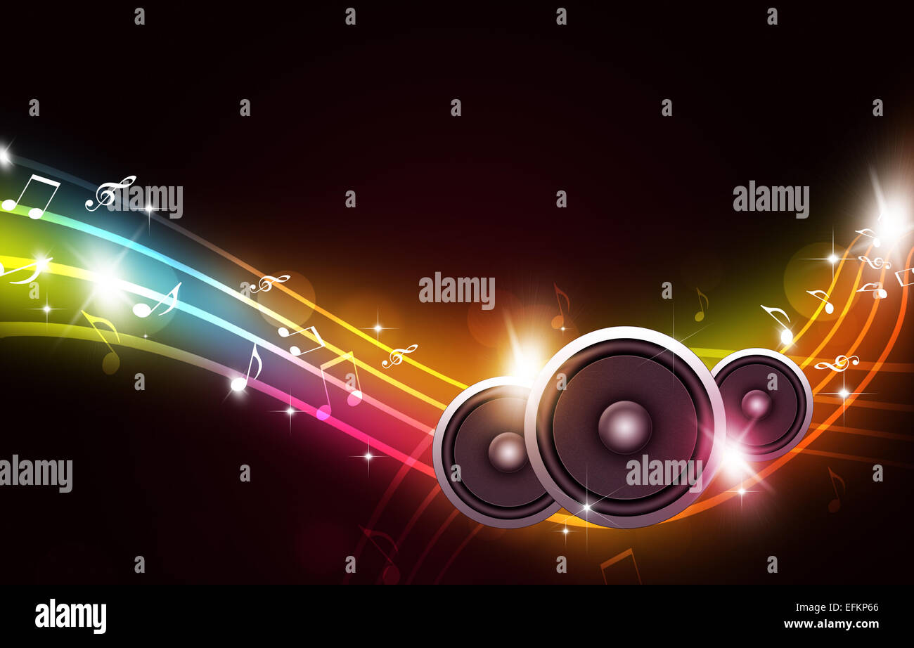 abstrakte Partei Hintergrund-sound-Lautsprecher mit Musik-Noten Stockfoto