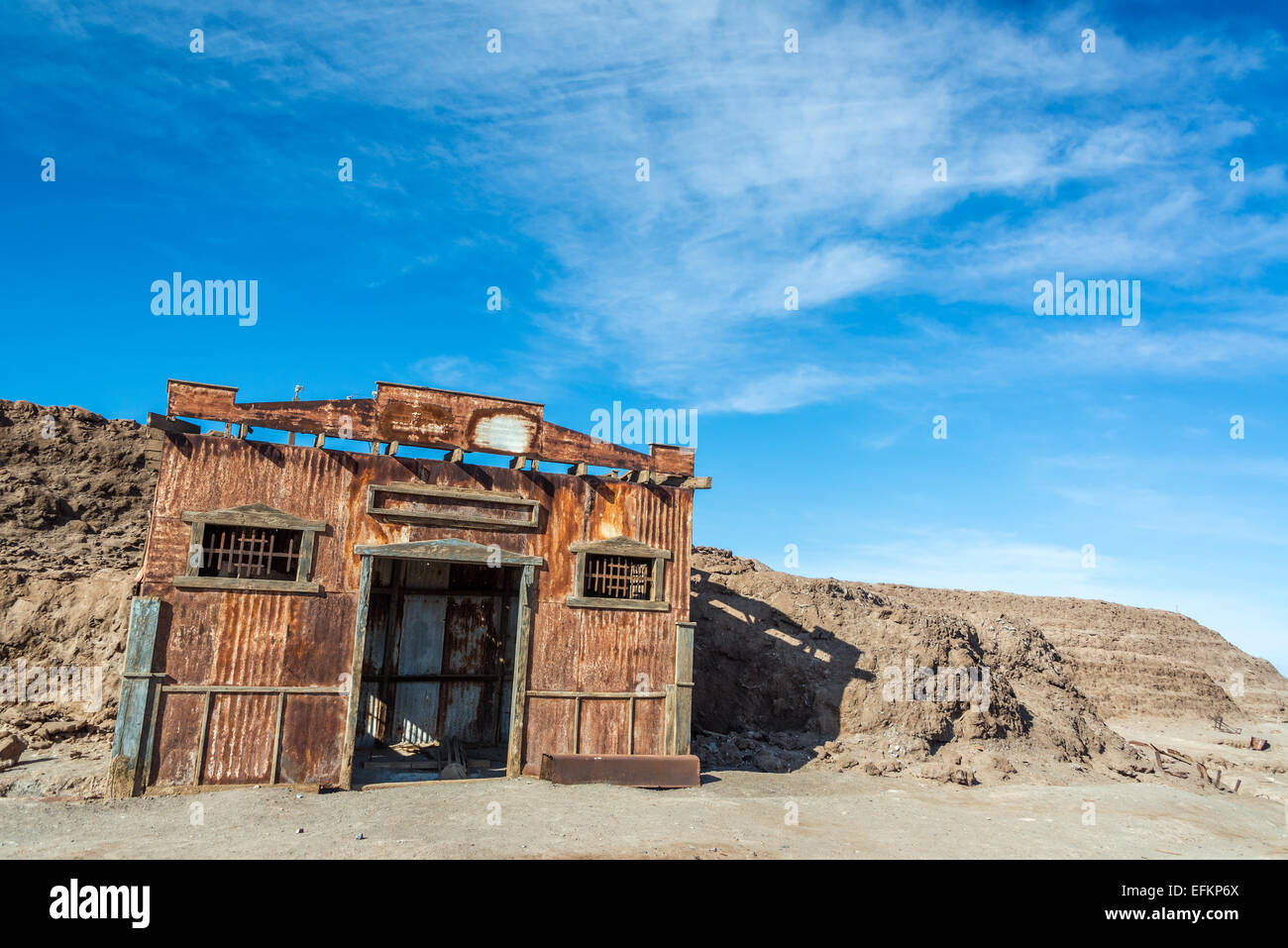 Verlassene Gebäude in die UNESCO-Welterbe Geisterstadt Humberstone in Chile Stockfoto