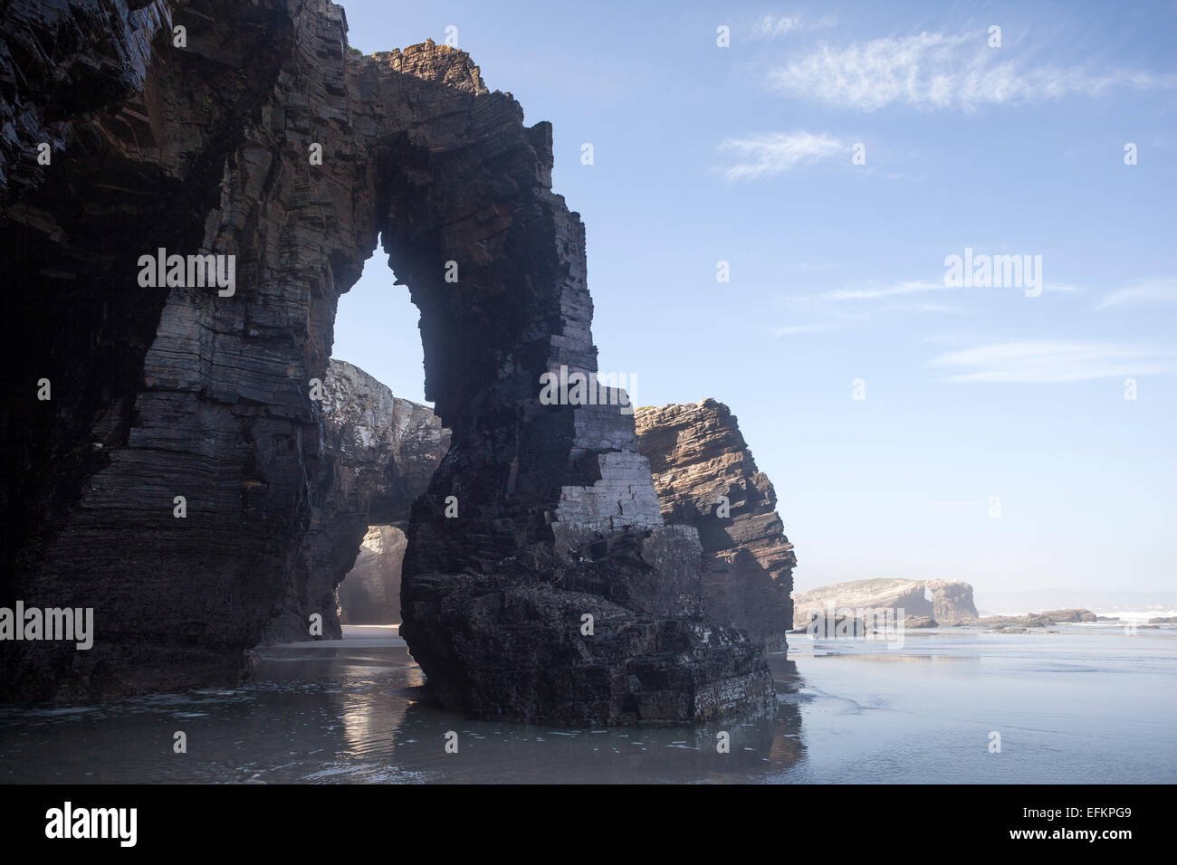 Bildung in den Touristenort Playa de Las Catedrales, Strand der Kathedralen, Ribadeo Bögen. Galicien Stockfoto