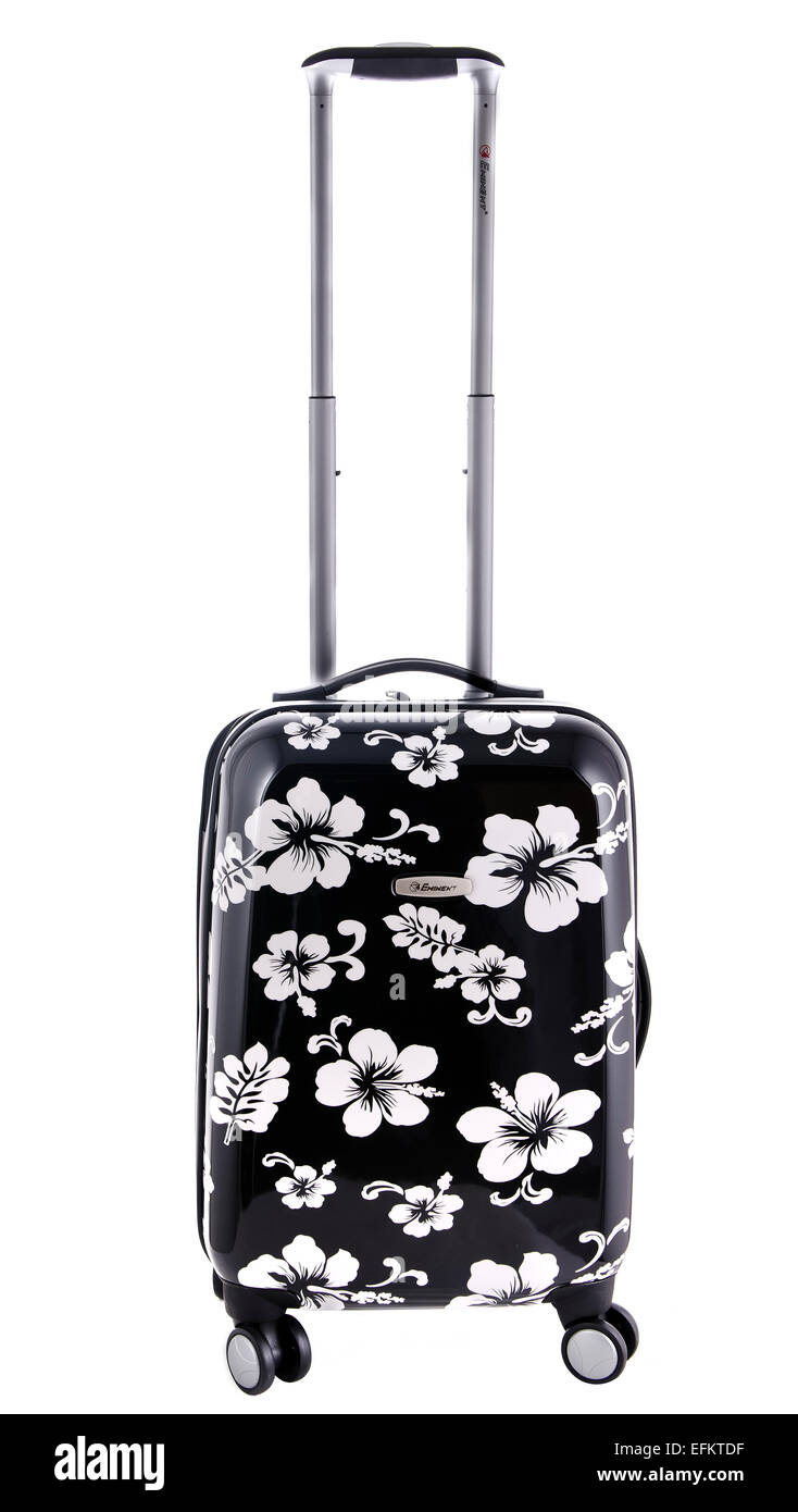 Floral Koffer auf weißem Hintergrund Stockfoto