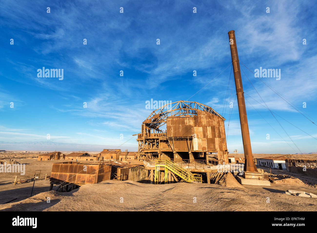 Bleibt der Salpeter-Raffinerie in der UNESCO-Welterbe-Geisterstadt von Santa Laura, Chile Stockfoto