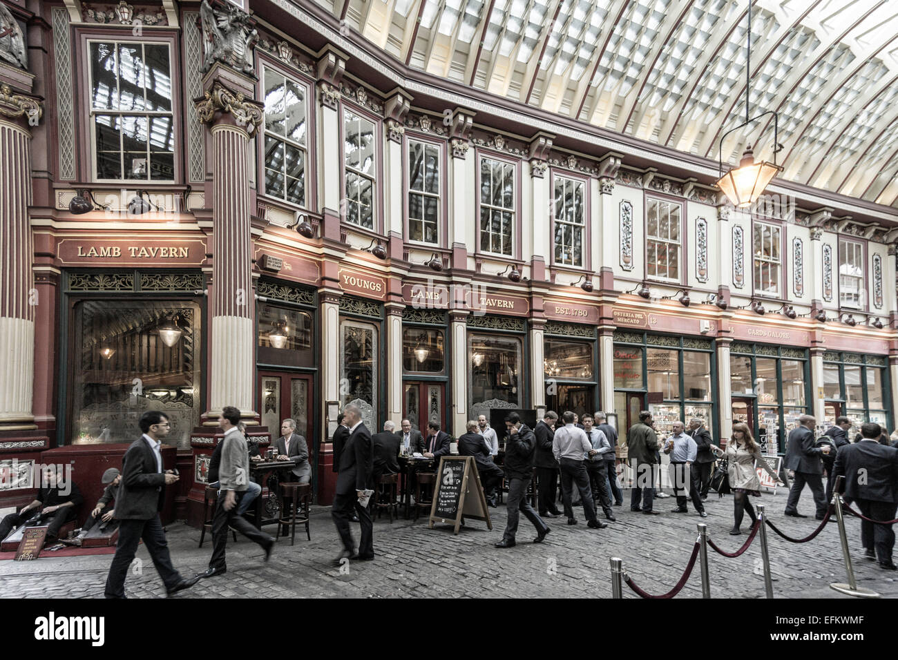 Leadenhall Market, Lampe Tavern Pub, London, UK Stockfoto