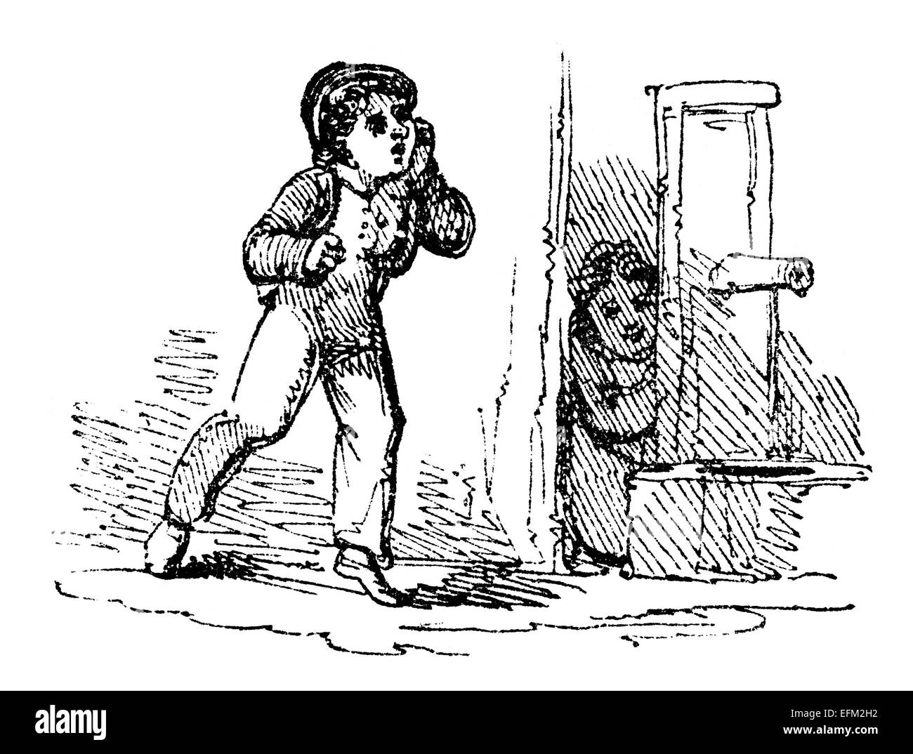 19. Jahrhundert Gravur von Kindern spielen Hide and Seek Stockfoto