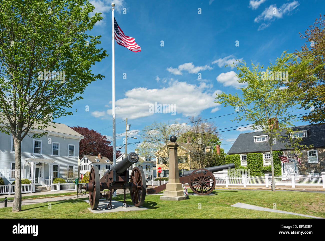 Stonington, Connecticut Cannon Square, Kanonen ca. Krieg von 1812 Stockfoto