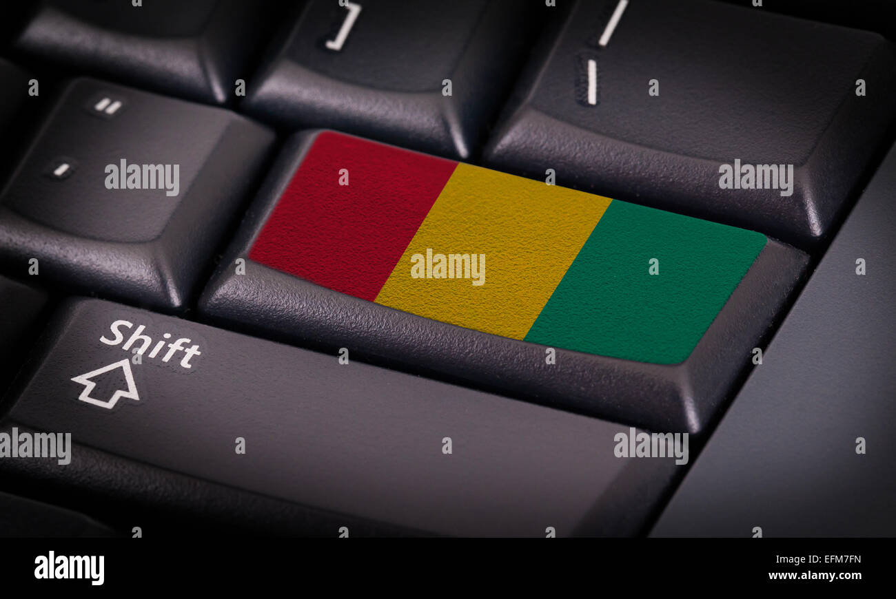 Flagge auf Schaltfläche Tastatur, Flagge von Guinea Stockfoto