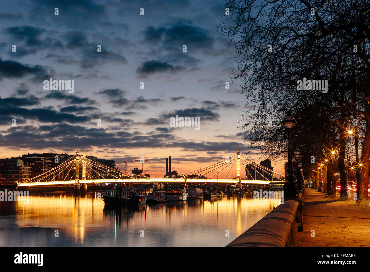 Albert Bridge Sonnenuntergang Stockfoto