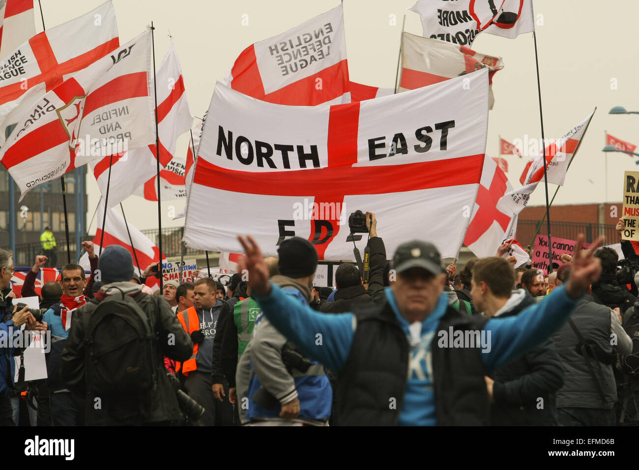 Der English Defence League (EDL) Protest in Dudley 2015 Stockfoto