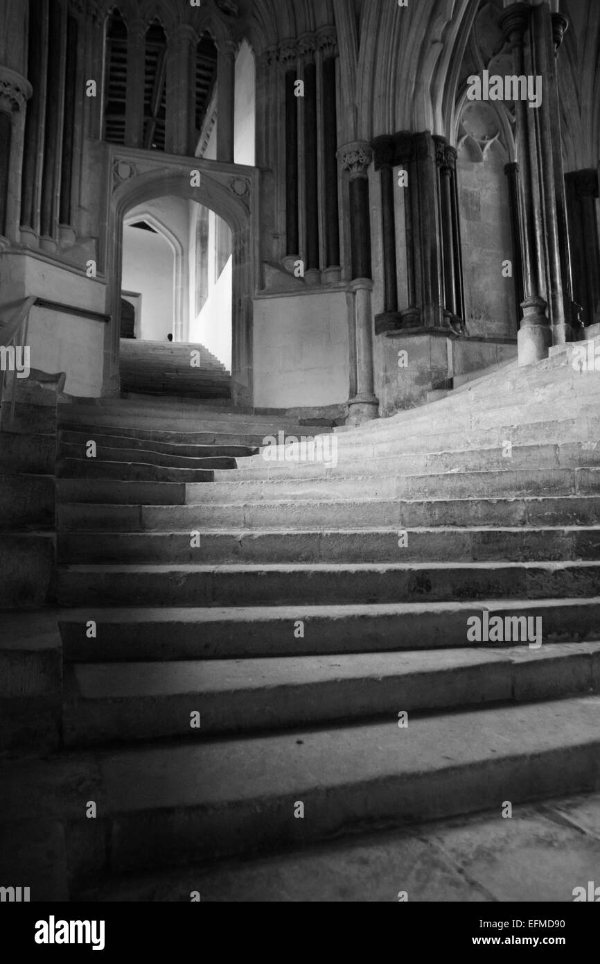 Wells ist eine Stadt, Kathedrale in Somerset England UK The Stairs, der Kapitelsaal in der Kathedrale von Wells Stockfoto