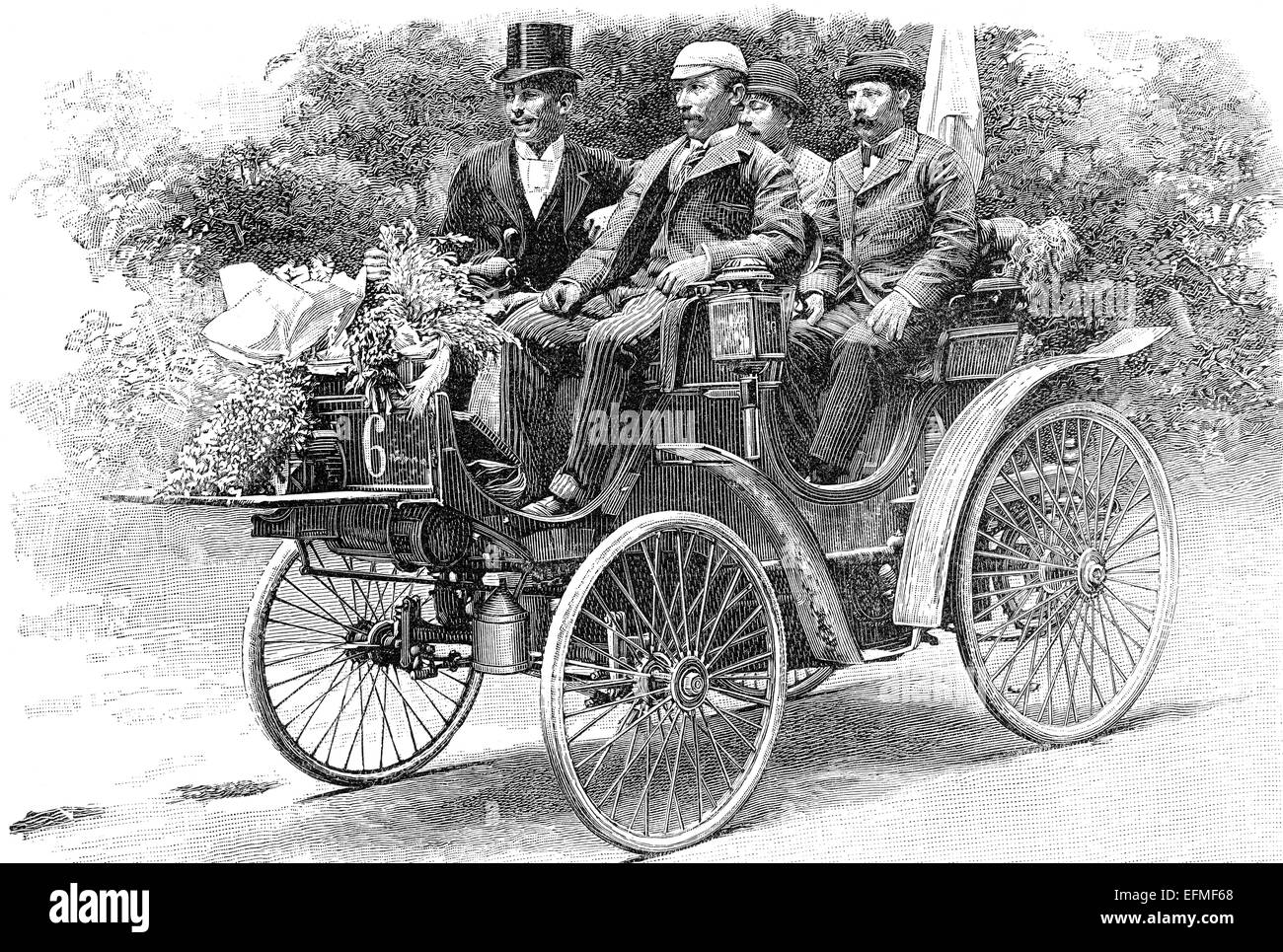 Peugeot mit A. Koechlin, Autorennen Paris-Bordeaux-Paris, 1895 Stockfoto