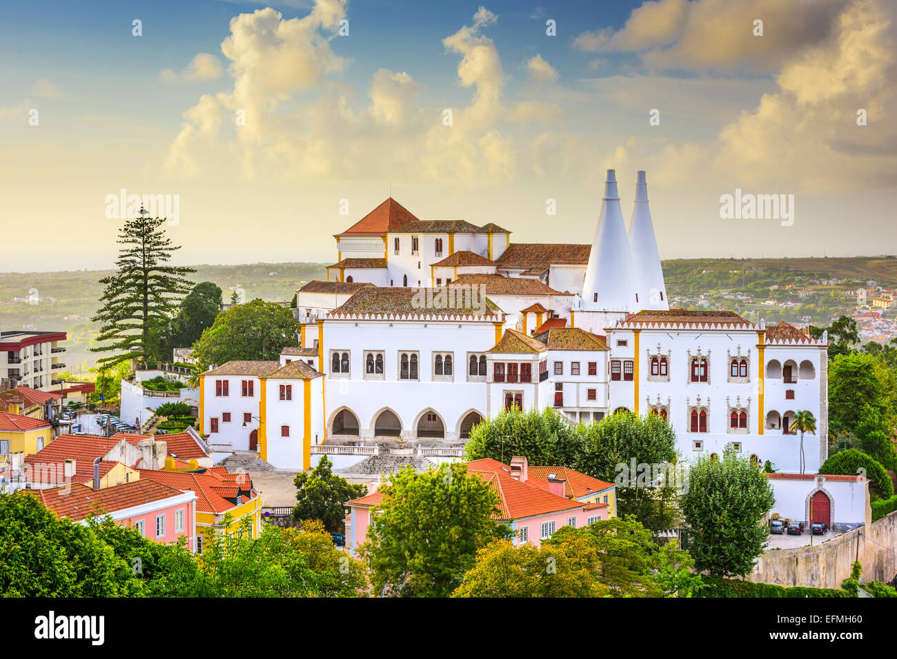Sintra, Portugal Altstadt im Nationalpalast von Sintra. Stockfoto