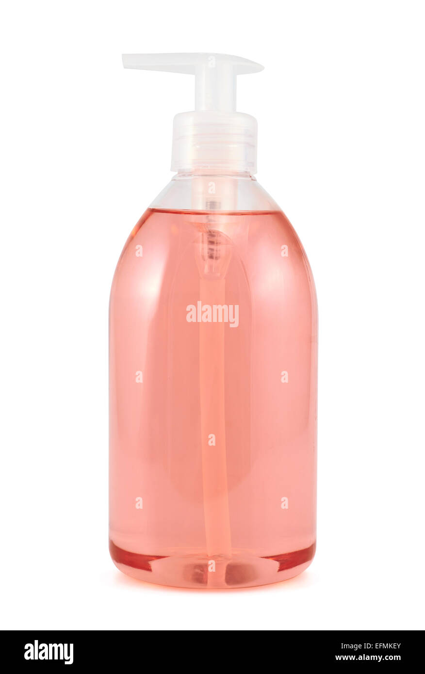 Kunststoff-Flasche Flüssigseife isoliert Stockfoto