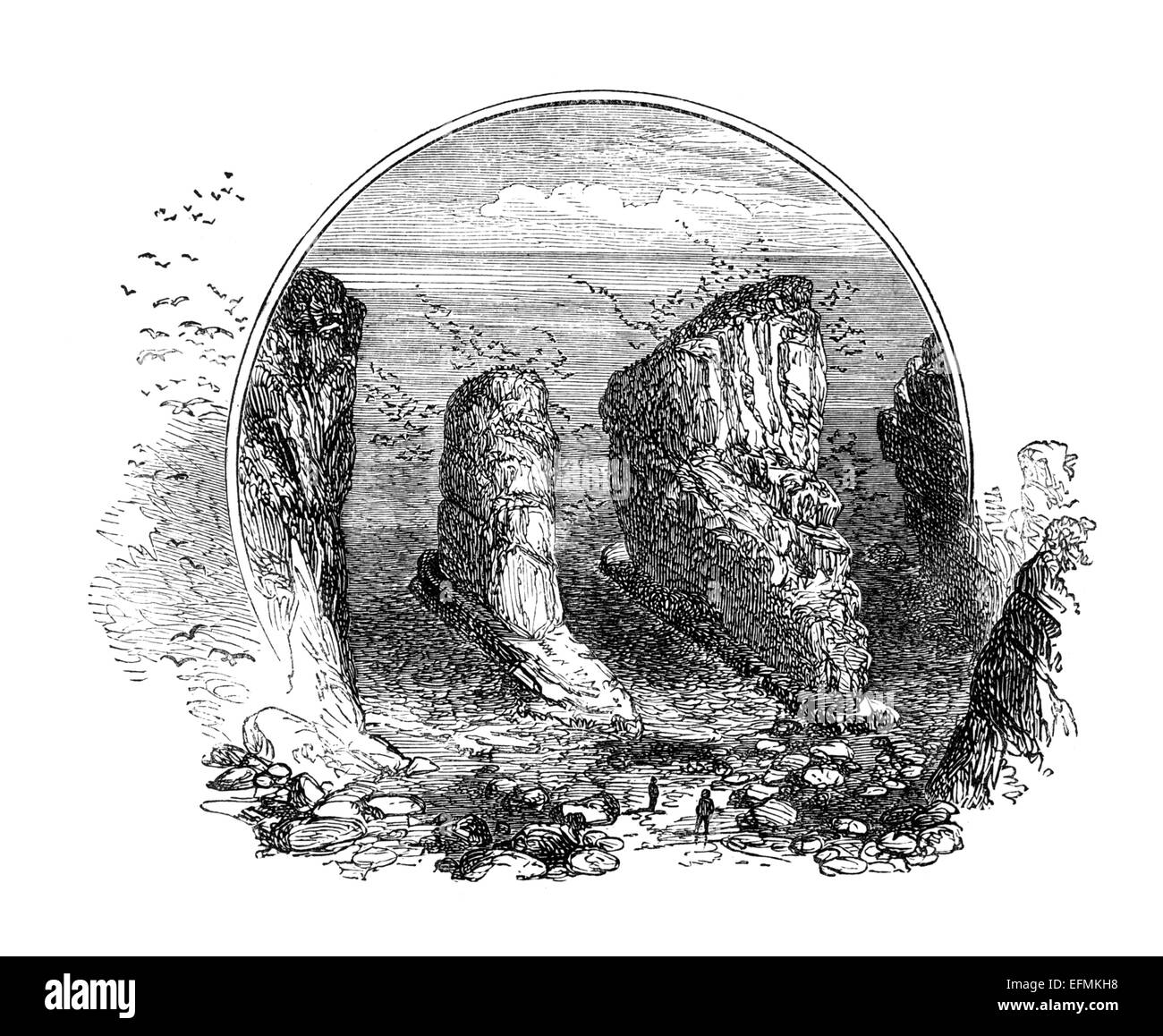 Viktorianische Gravur der Isle of Anglesey, Wales Stockfoto