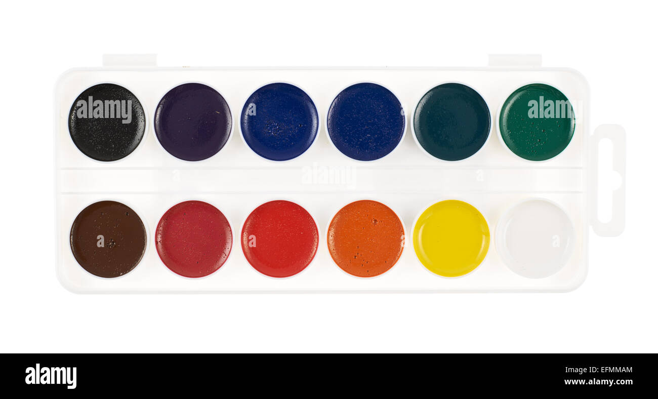 Aquarell-Set, isoliert Stockfoto