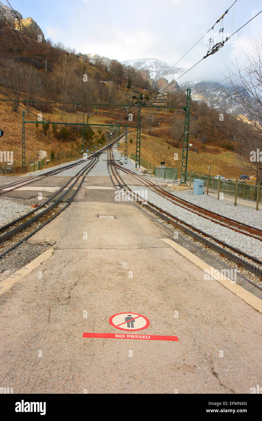 Queralbs Bahnhof, Vall de Núria Tal im nördlichen Katalonien, Spanien, Europa Stockfoto