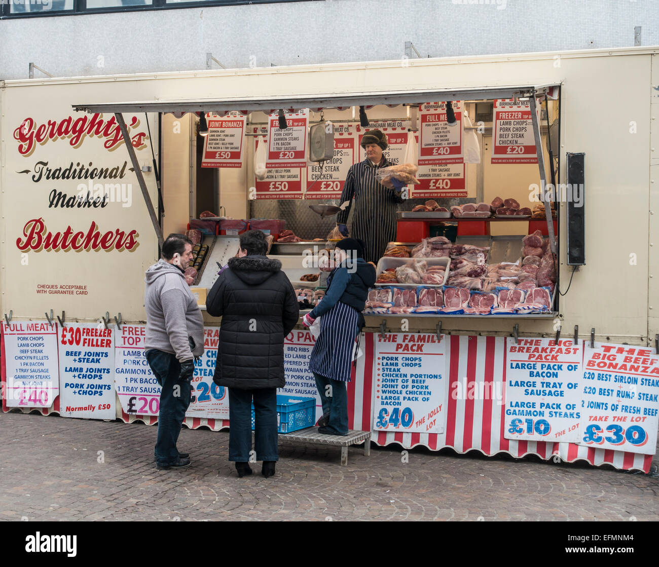 Mobile Market Trader Metzger Traditionelle Metzger Fleisch Lkw Stockfoto