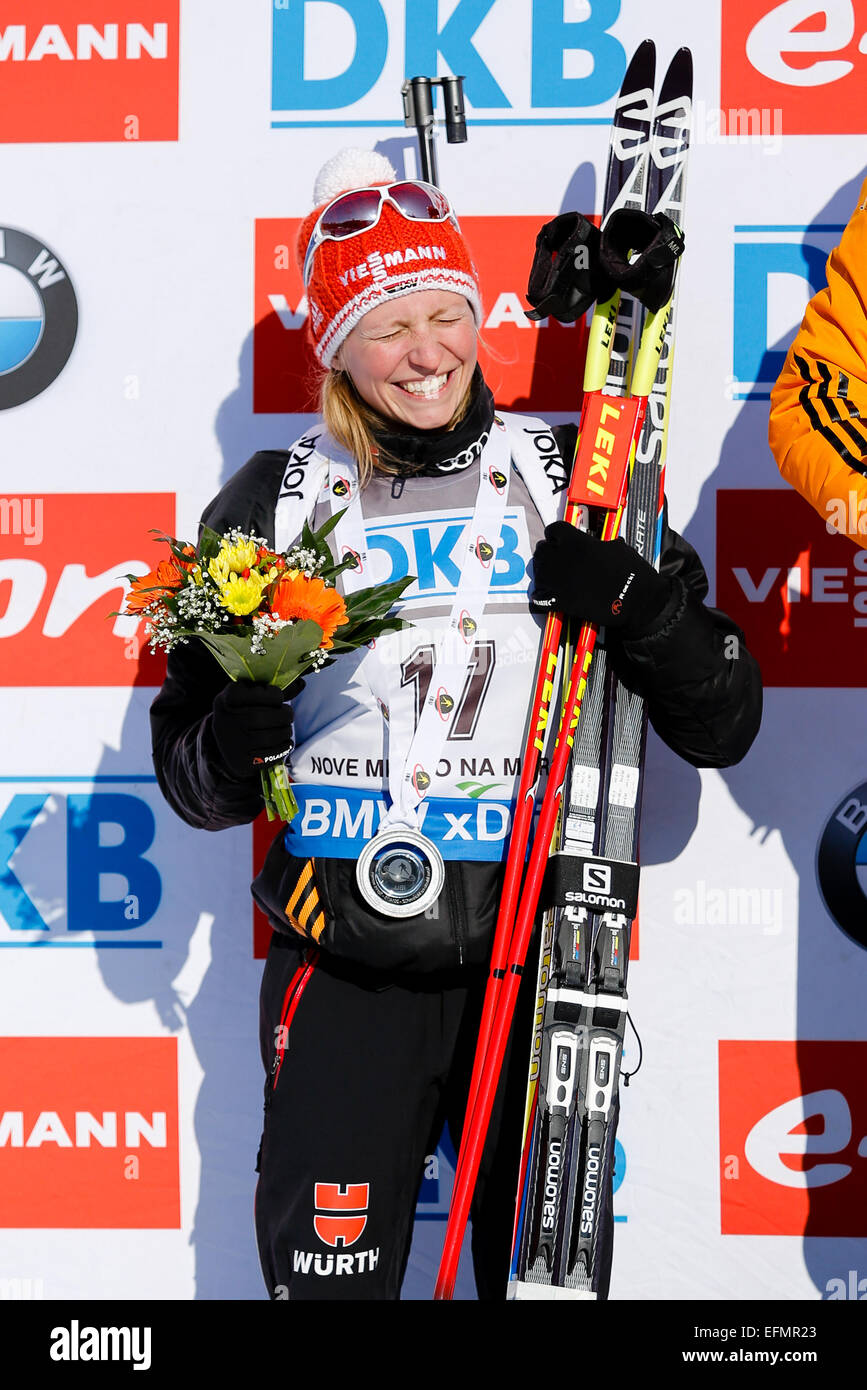 Nove Mesto Na Morave, Tschechische Republik. 7. Februar 2015. Franziska Hildebrand gewann die Silbermedaille bei den Biathlon-Weltcup Sprint Damen. Bildnachweis: Petr Toman/Alamy Live-Nachrichten Stockfoto