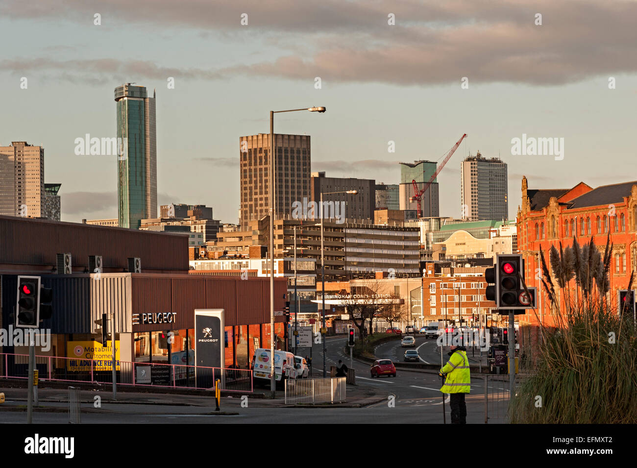 Stadtzentrum von Birmingham aus Digbeth gegenüber der Stierkampfarena erschossen Stockfoto