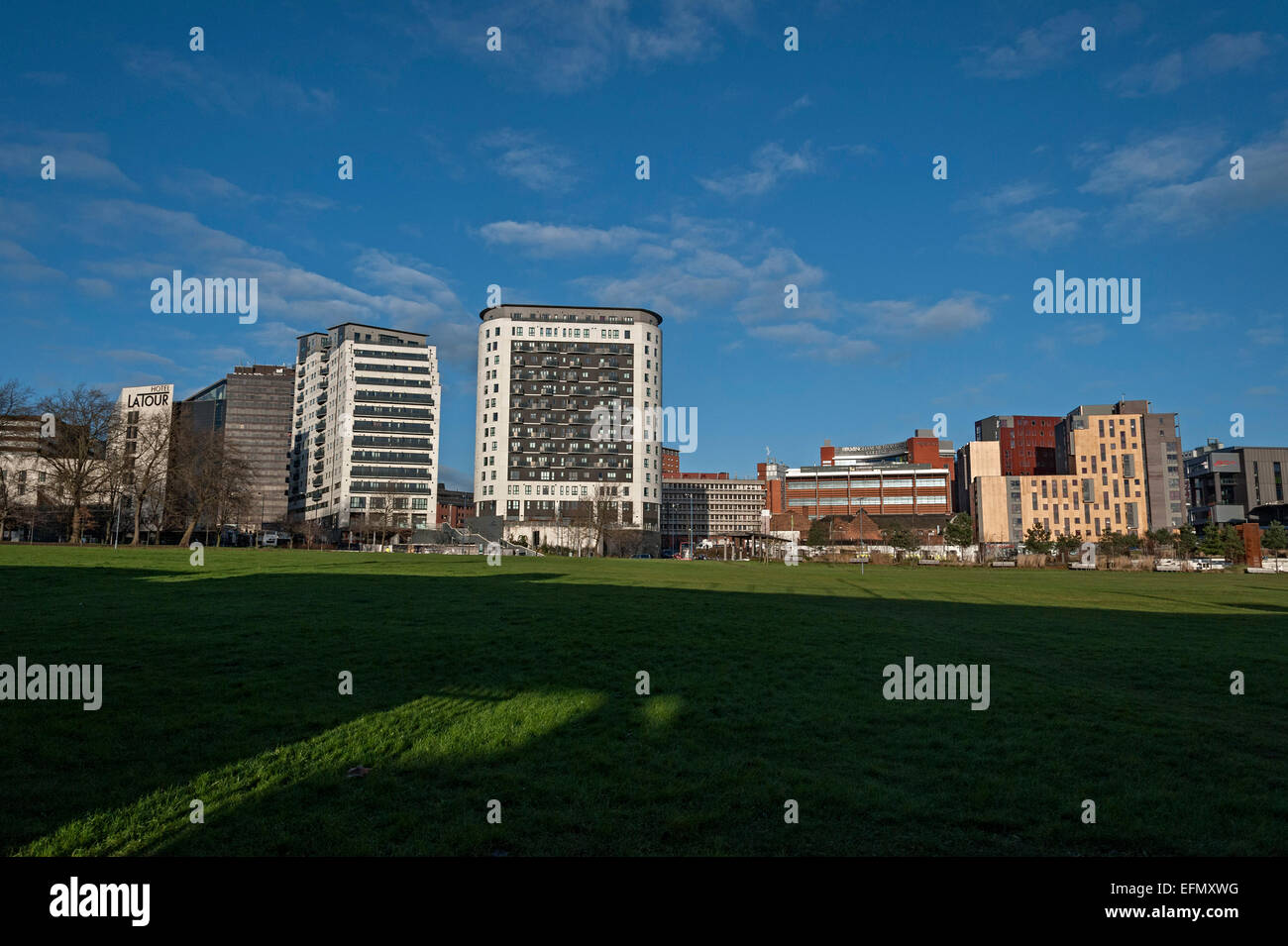 East Side Park Birmingham Gebäude rund um die neue Stadt Zentrum Stadtpark neben denen die Curzon Street hs2 Station sein wird Stockfoto