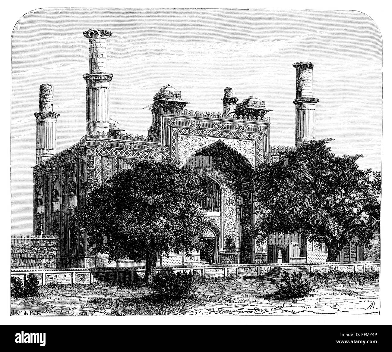 Viktorianische Gravur von Sikander Bagh, Lucknow, Indien Stockfoto