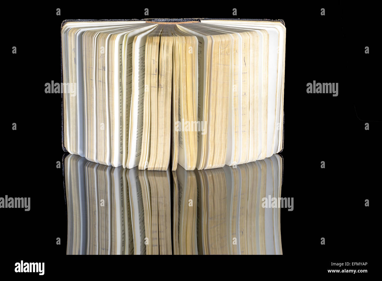 Seiten eines alten Buches eröffnet Stockfoto