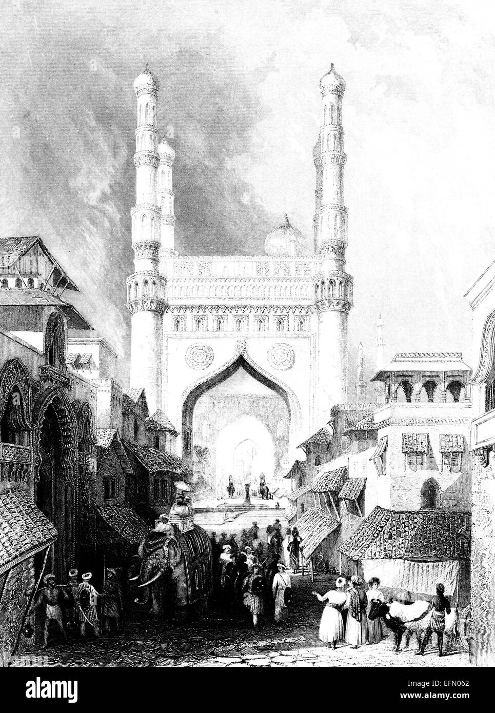Viktorianische Gravur von Hyderabad, Indien Stockfoto