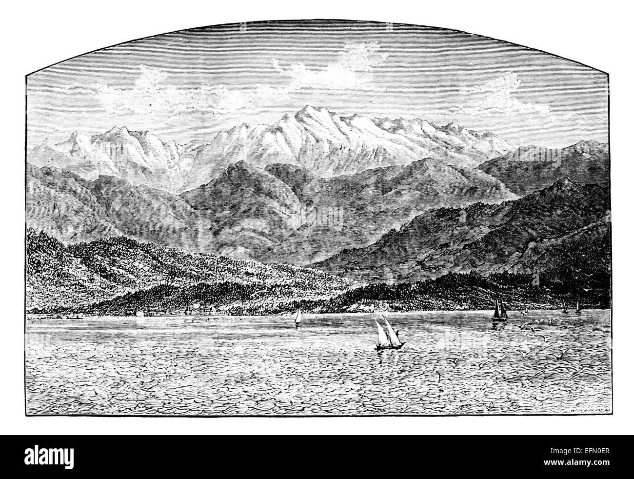 19. Jahrhunderts viktorianischen Gravur der Olympischen Berge, Griechenland Stockfoto