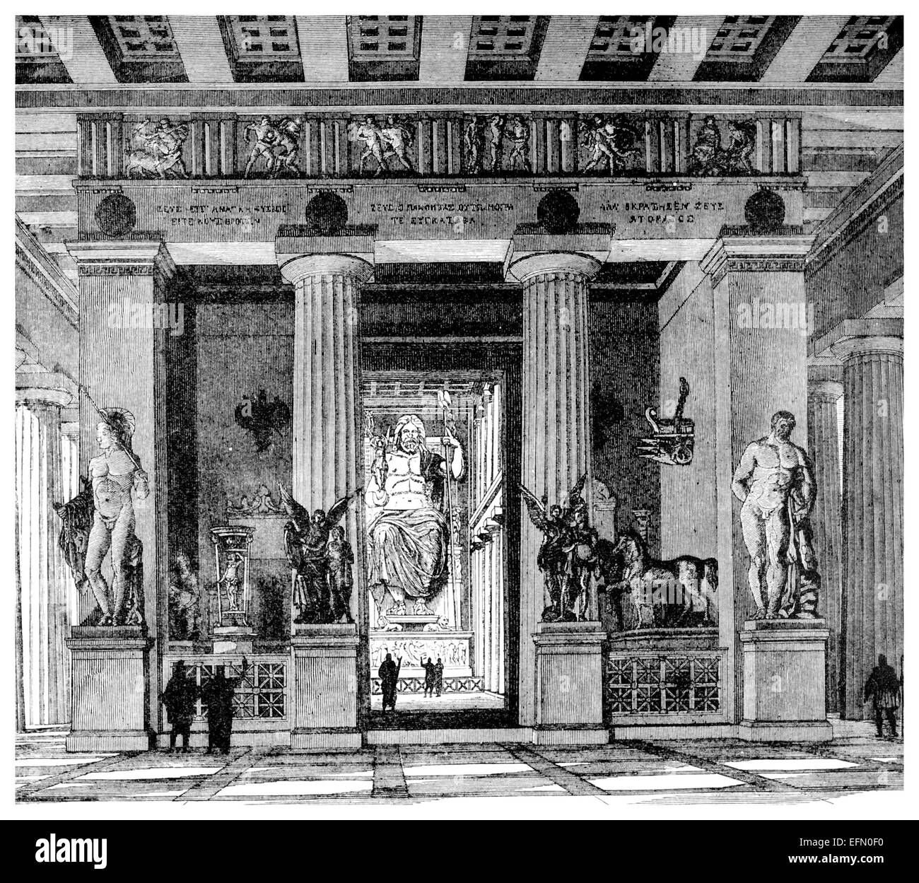 19. Jahrhunderts viktorianischen Gravur von dem Tempel des Zeus in Olympia, Griechenland Stockfoto