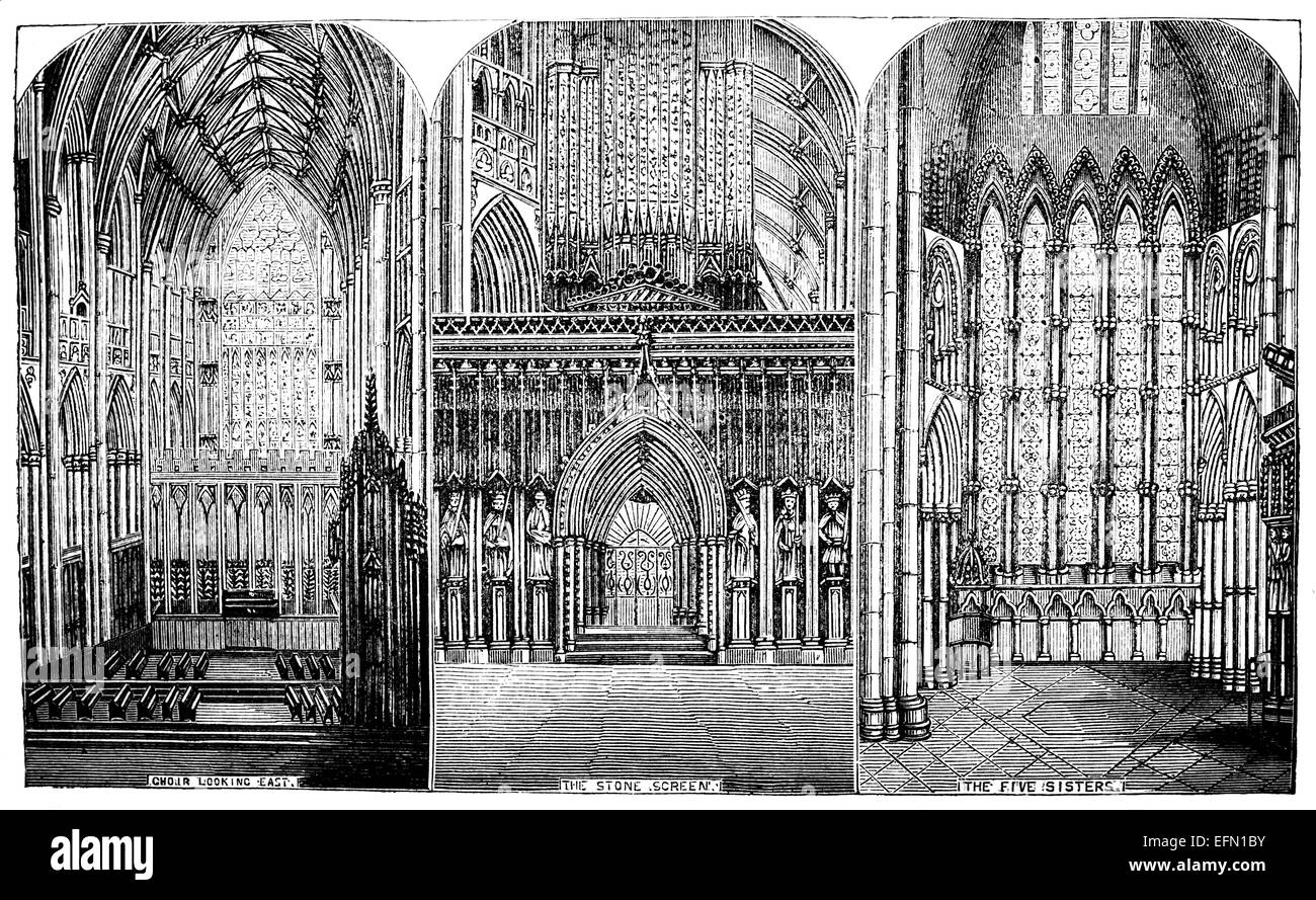 19. Jahrhundert Yorkminster, York Gravur Stockfoto