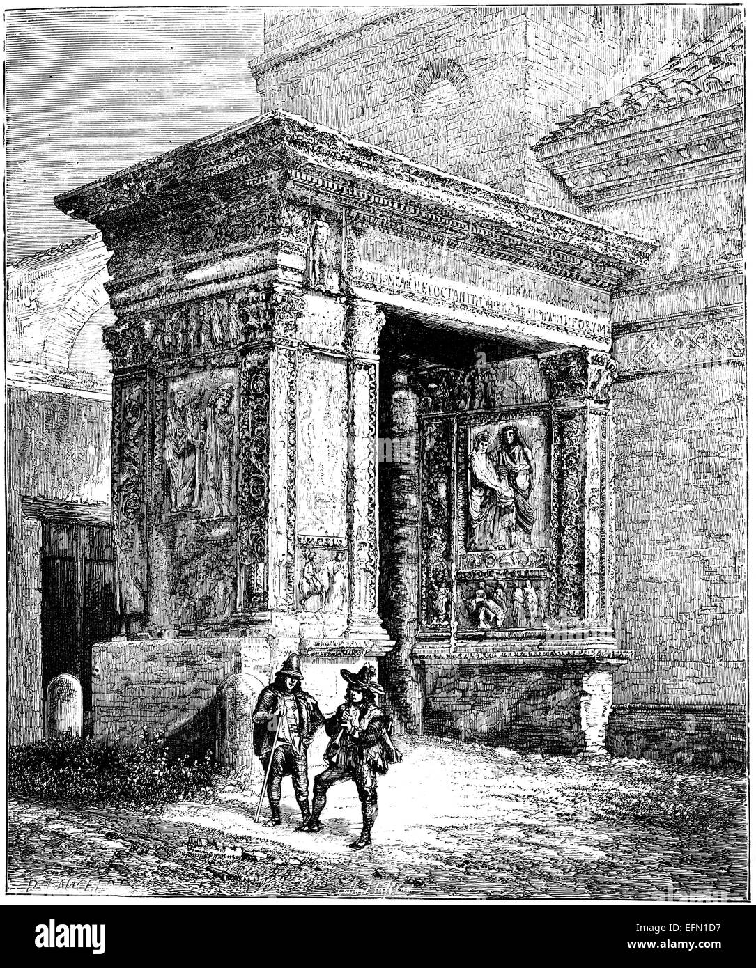 19. Jahrhundert Gravur des Bogens der Geldwechsler, Rom, Italien Stockfoto