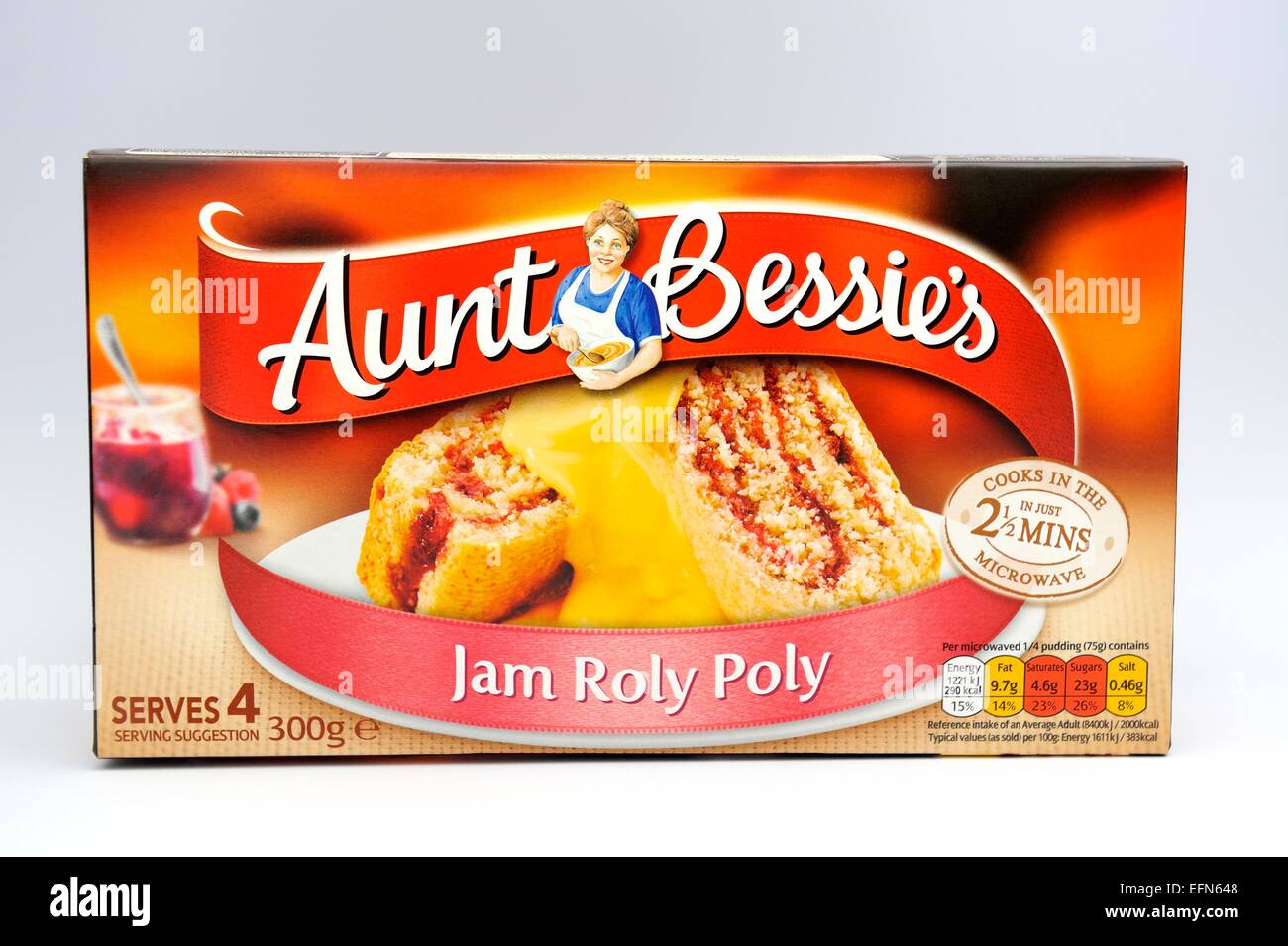 Tante Bessies Packung gefrorene Jam roly Poly für 4 Personen Stockfoto