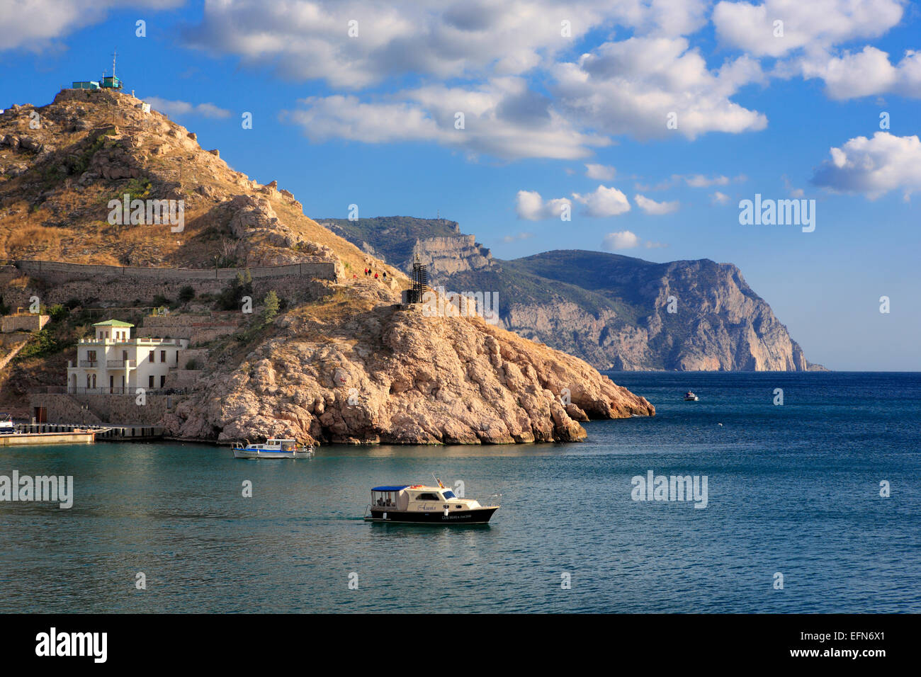 Balaklawa Bucht, in der Nähe von Sewastopol, Krim, Ukraine Stockfoto