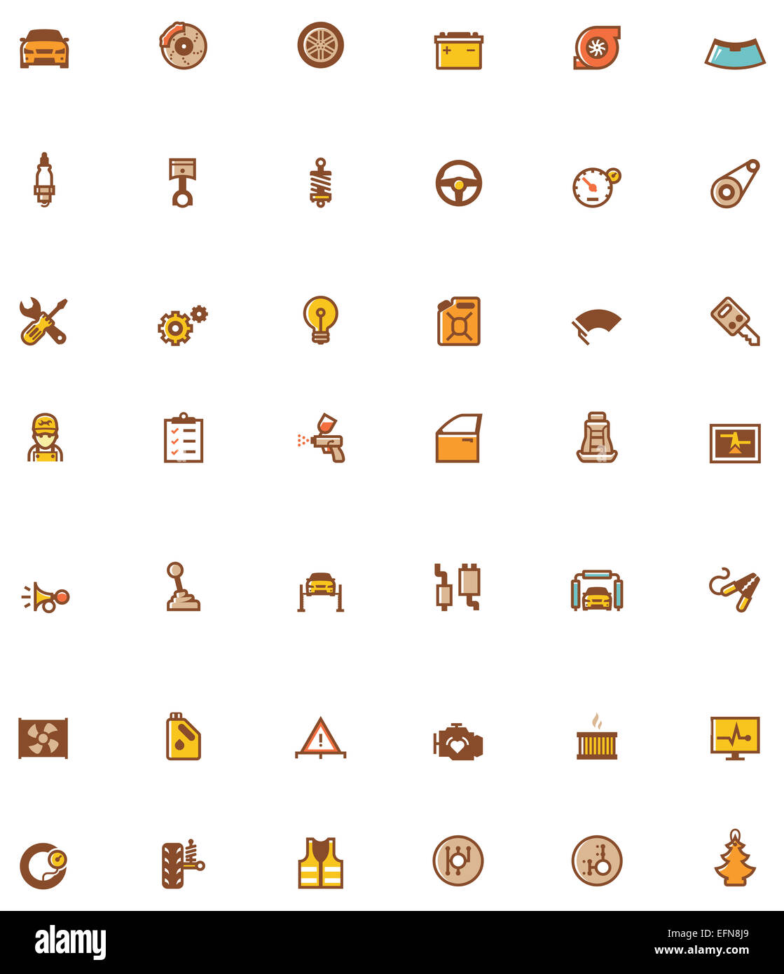 Vektor-Auto-Service im Zusammenhang mit Symbolen Stockfoto