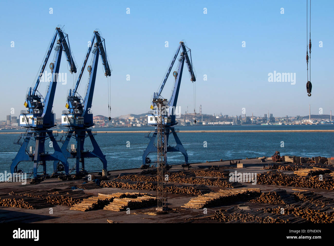 Anmeldung Hafen Dalian China Stockfoto