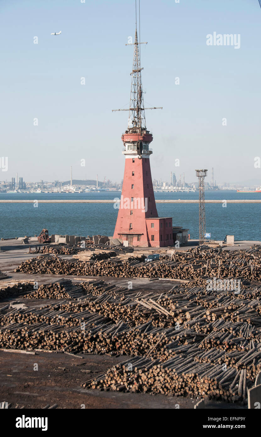 Anmeldung Hafen Dalian China Stockfoto