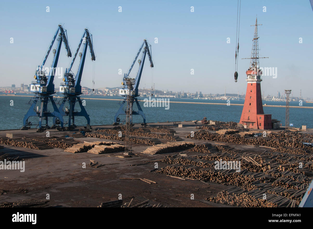 Anmeldung Hafen Dalian China Stockfoto