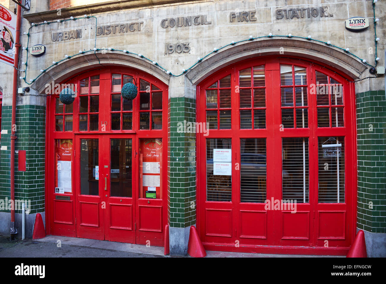 Die alte Feuerwache Abbey Street Market Harborough Leicestershire UK Stockfoto