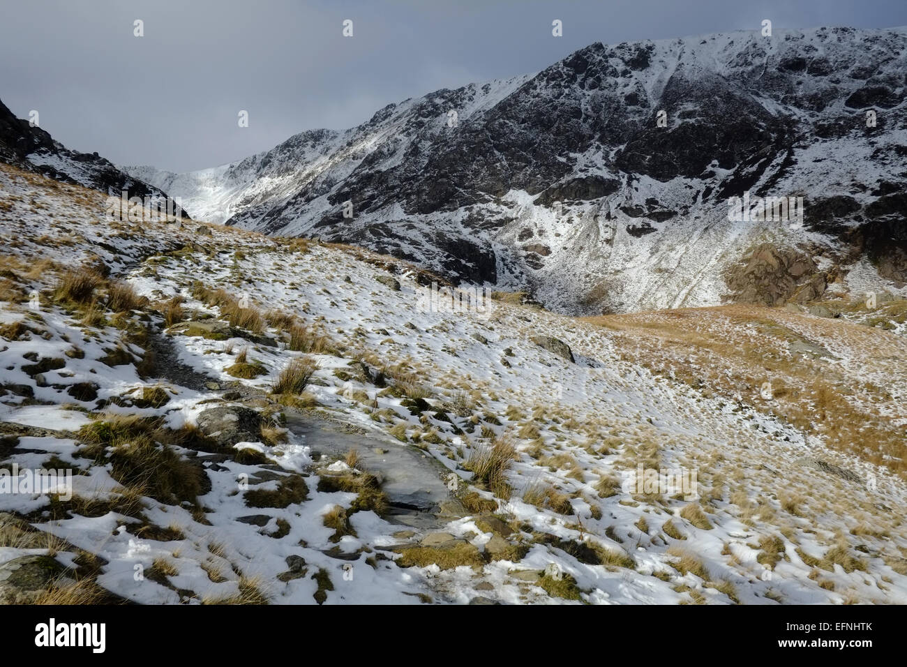Cadir Idris im Winter im Schnee Stockfoto