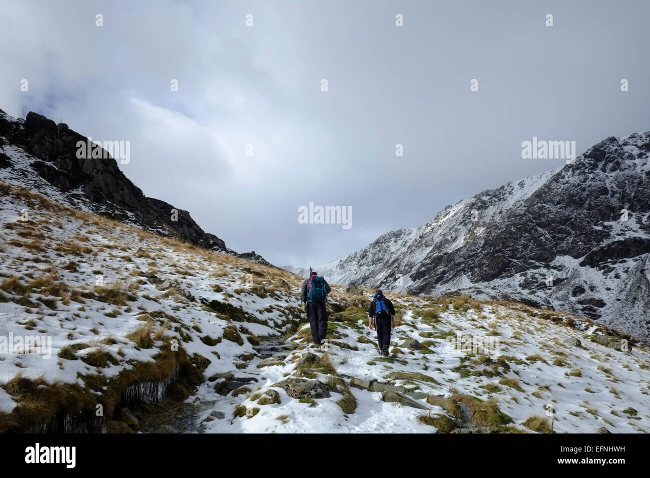 Cadir Idris im Winter im Schnee Stockfoto