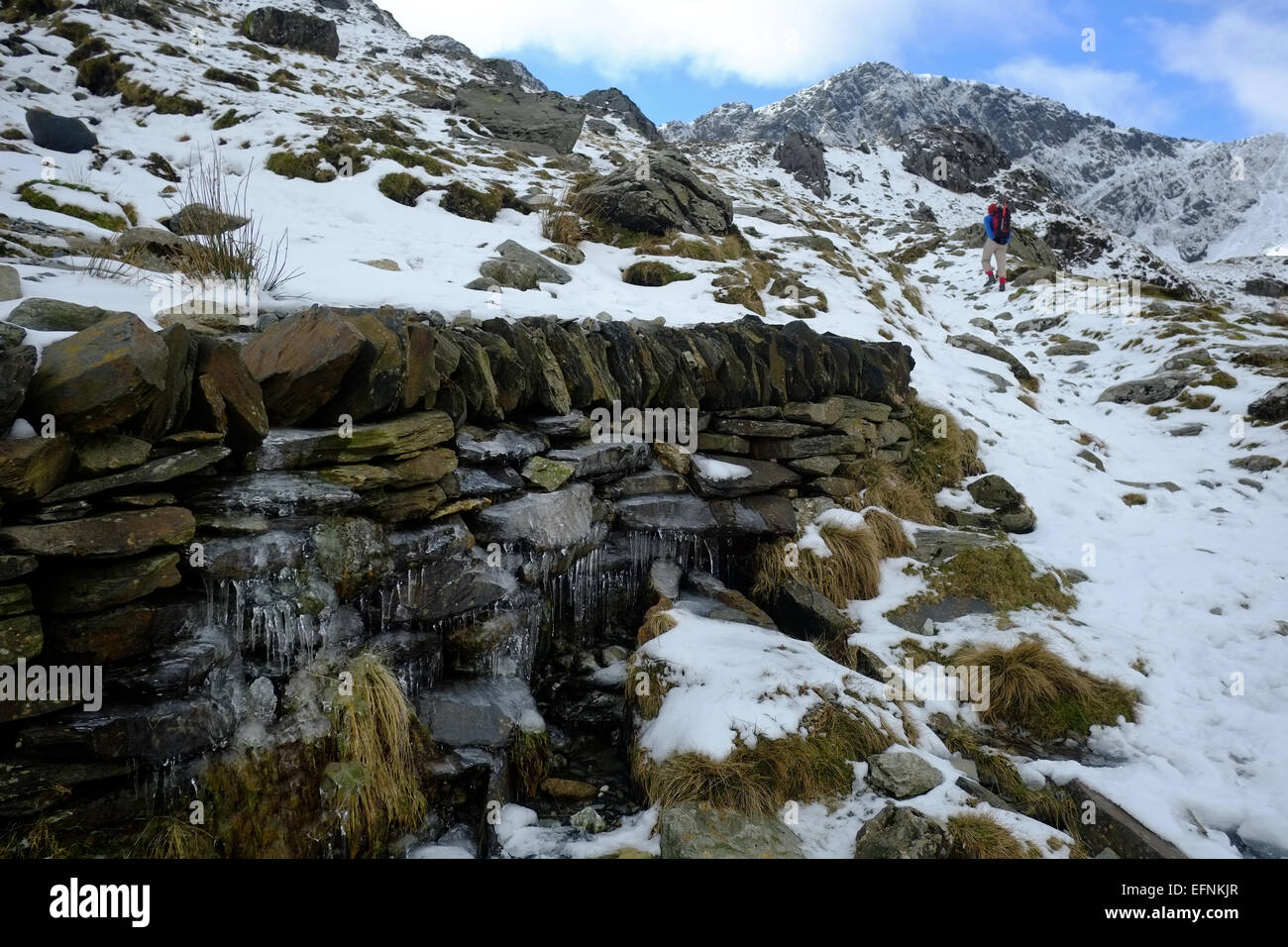 Cadir Idris im Winter im Schnee Stockfoto