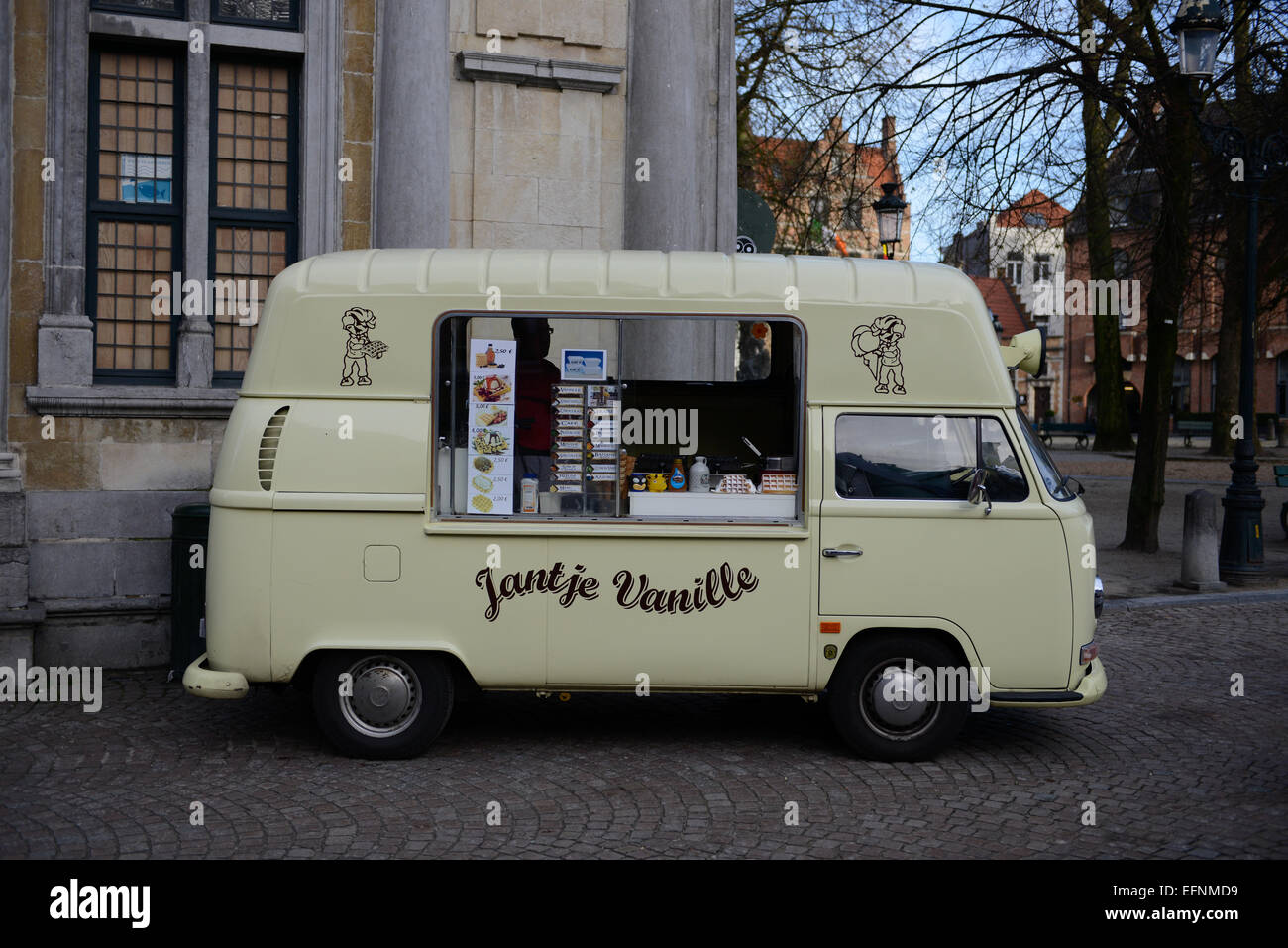 Jantje Vanille Street Food Truck, Brugge, Belgien Stockfoto