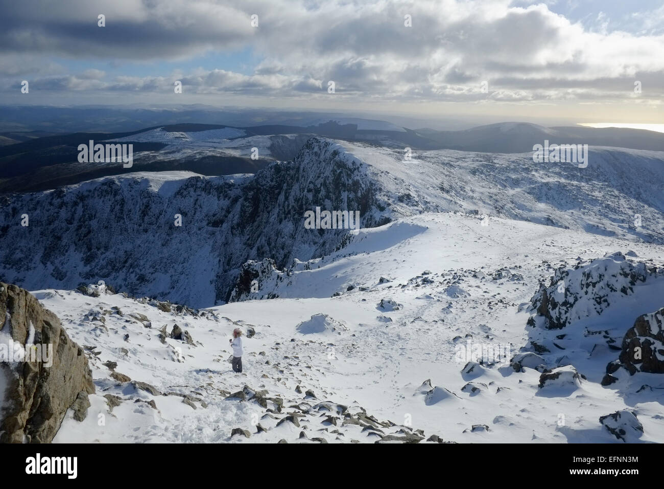 Cadir Idris im Winter im Schnee Stockfoto