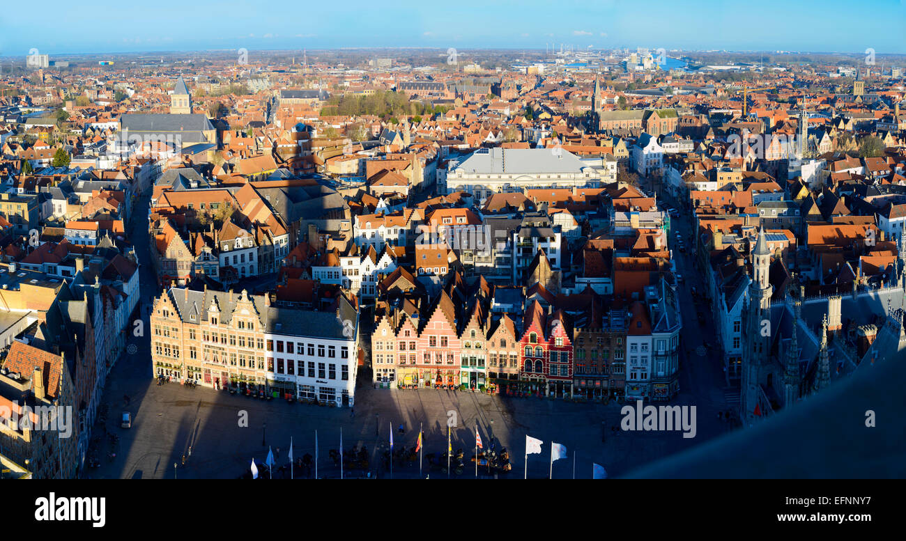 Brugge-Panorama von Belfort Tower, Belgien Stockfoto