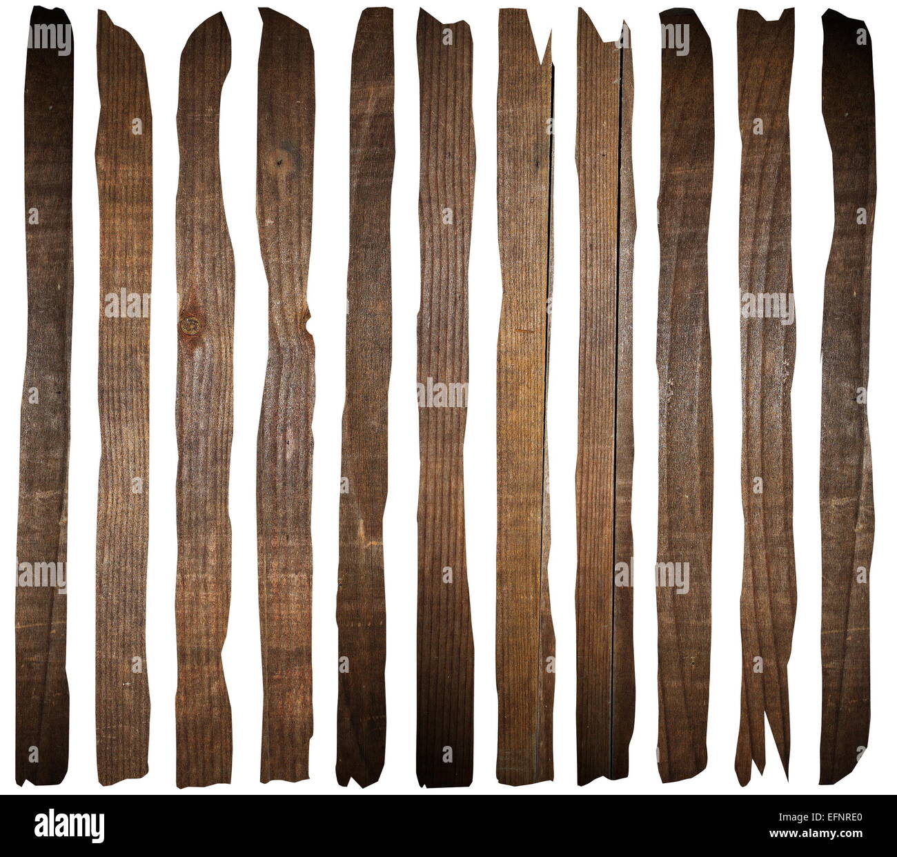 Braun antike Holzbretter isoliert auf weißem Hintergrund Stockfoto