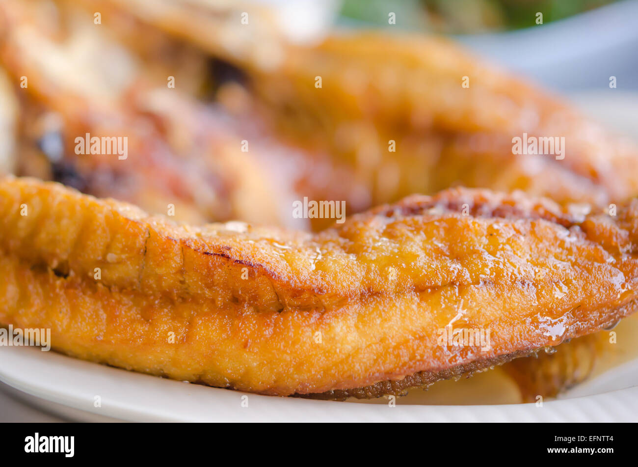 Fischgericht - frittiertem Fisch hautnah Stockfoto