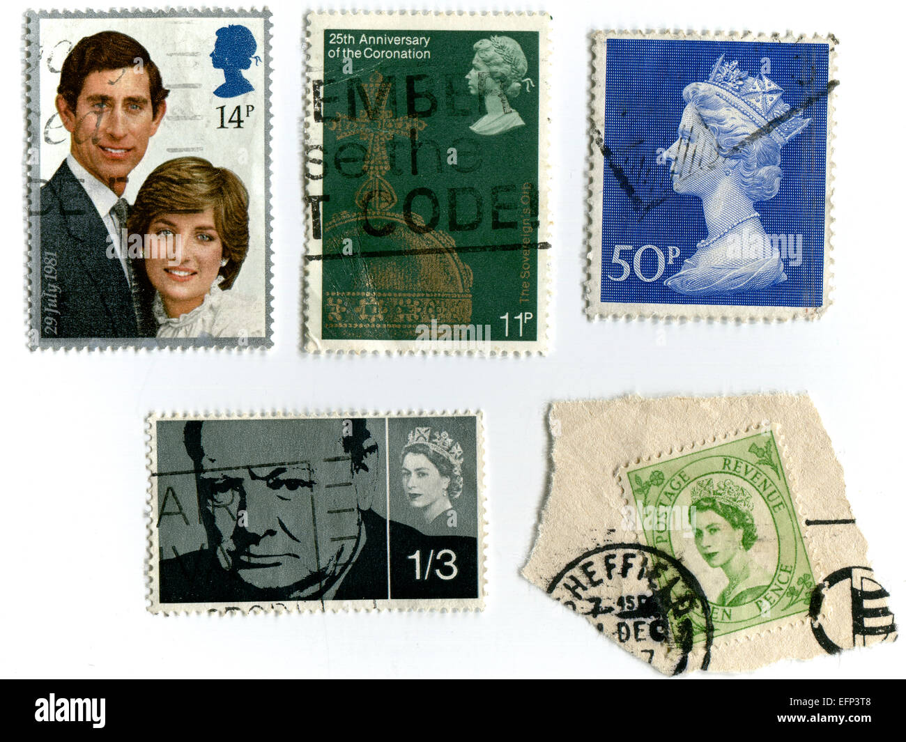 Vereinigtes Königreich - ca. 1981: Eine Briefmarke gedruckt in England zeigt ein Bild der Hochzeit von Prinz Charles, Lady Diana Spencer 29 Stockfoto