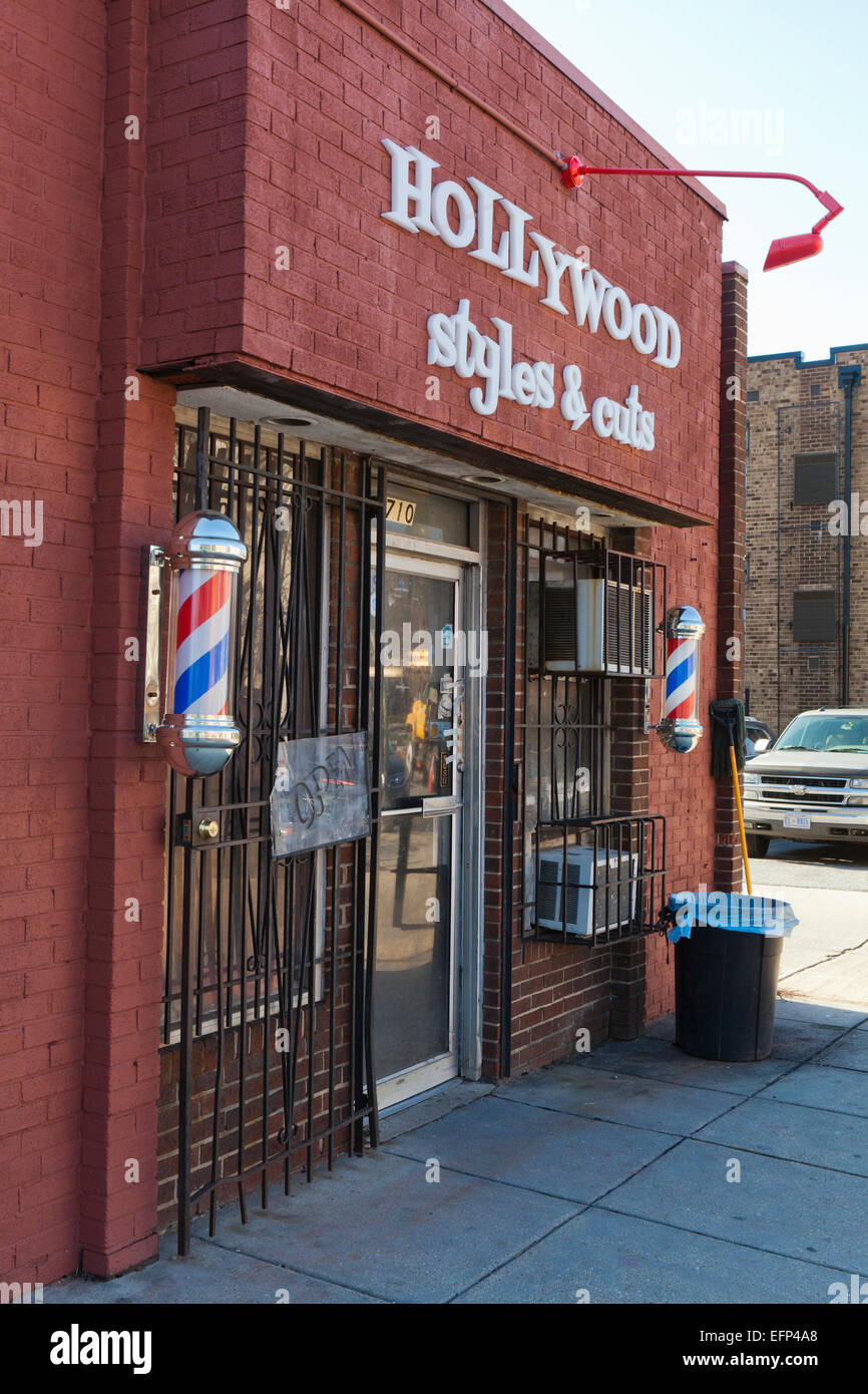 Barbershop Schaufenster - USA Stockfoto