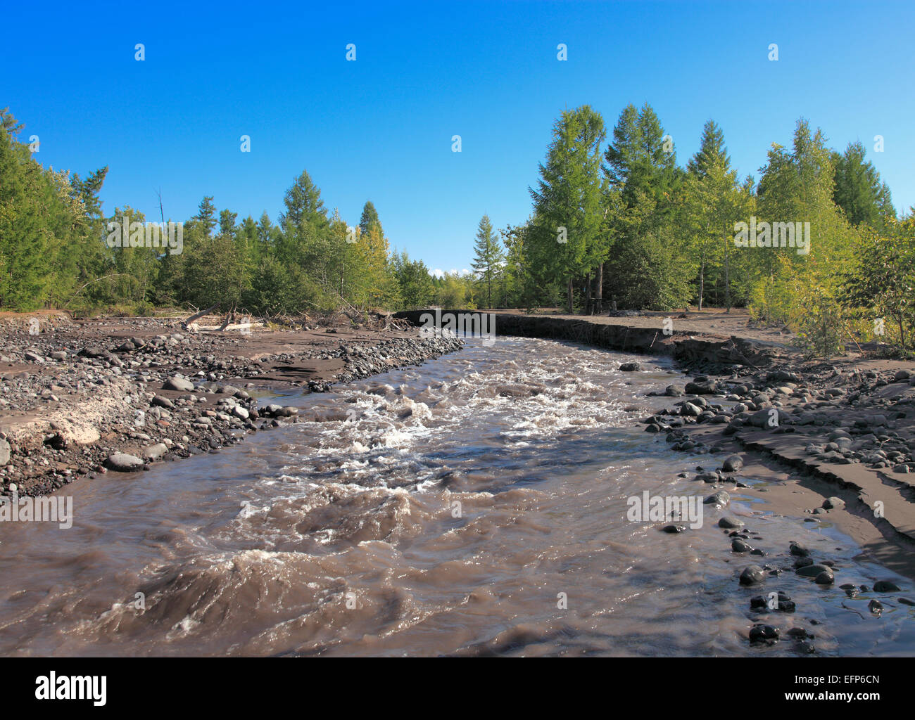Bergfluss, Kamtschatka, Russland Stockfoto