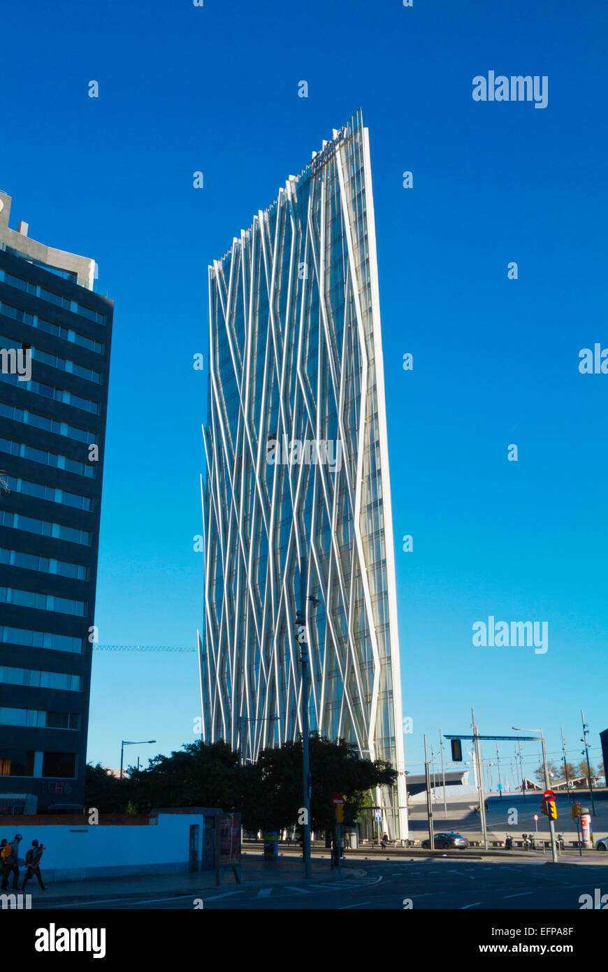 Torre Diagonal Zero Zero, Forum Gebäudefläche, Diagonal Mar, Sant Marti Bezirk, Barcelona, Spanien Stockfoto