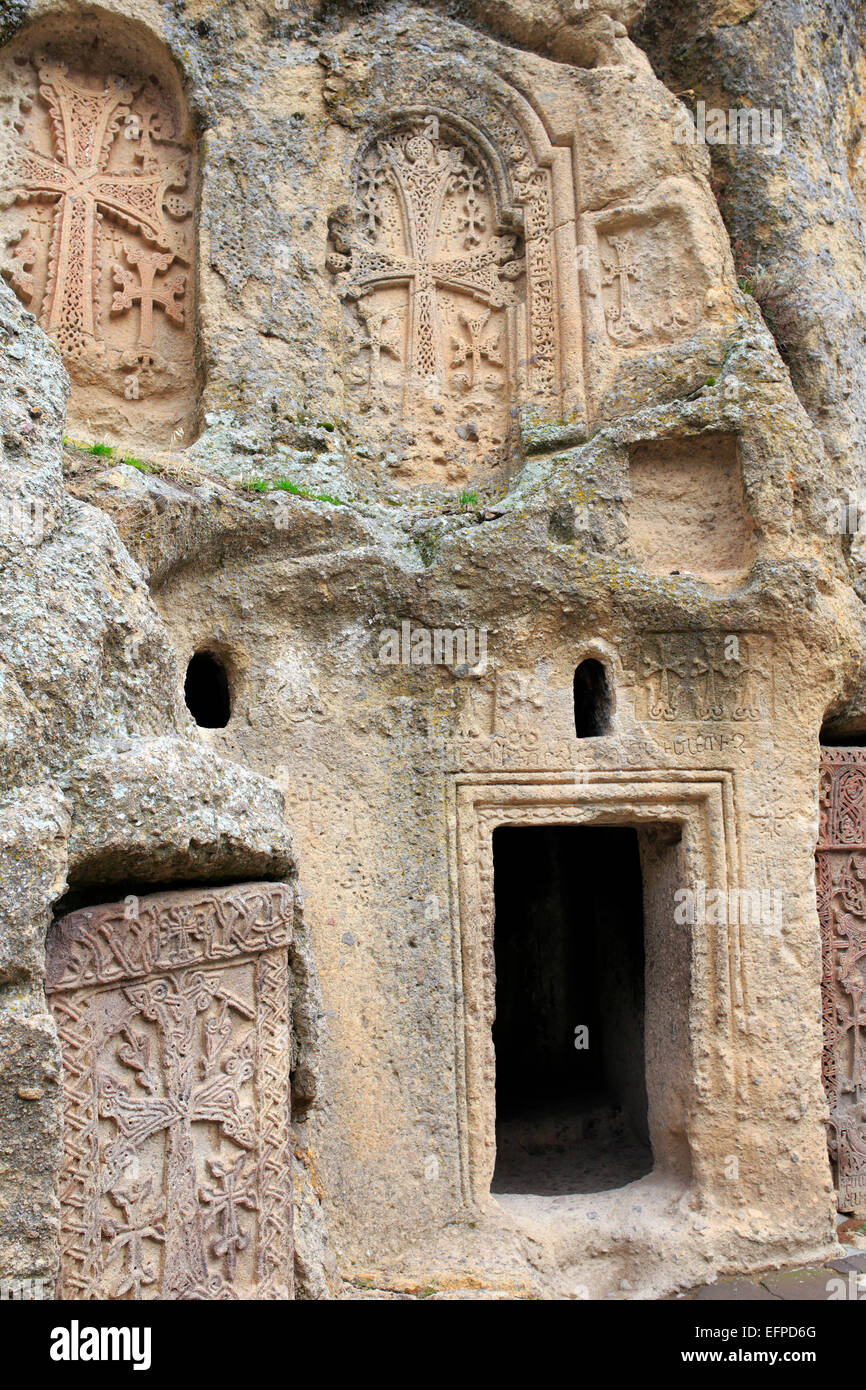 Khachkar, Kreuz-Stein, Geghard-Kloster, Geghardavank, Kotayk Provinz, Armenien Stockfoto
